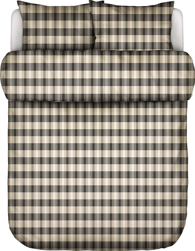 Hillan Parure de lit 200 x 220 cm, beige et noir, fermeture à rabat, avec 2 taies d'oreiller 80 x 80 cm