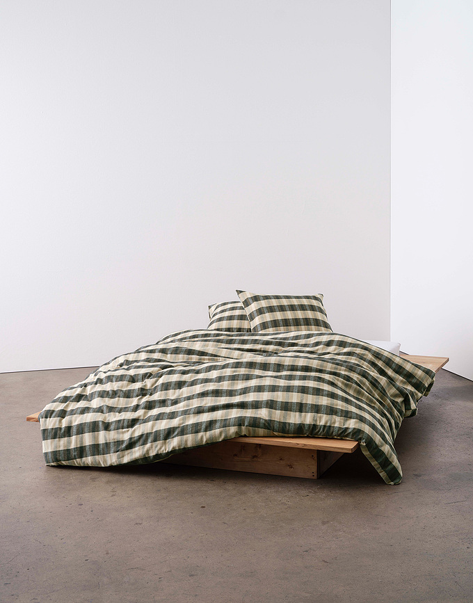 Hillan Housse de Couette 140 x 200 cm, beige et noir, avec Taie d'Oreiller 70 x 90 cm, fermeture portefeuille