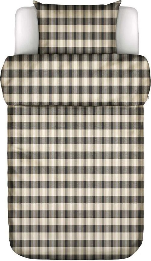 Hillan Påslakanset 140 x 200 cm, beige-svart, med örngott 70 x 90 cm, med flapstängning