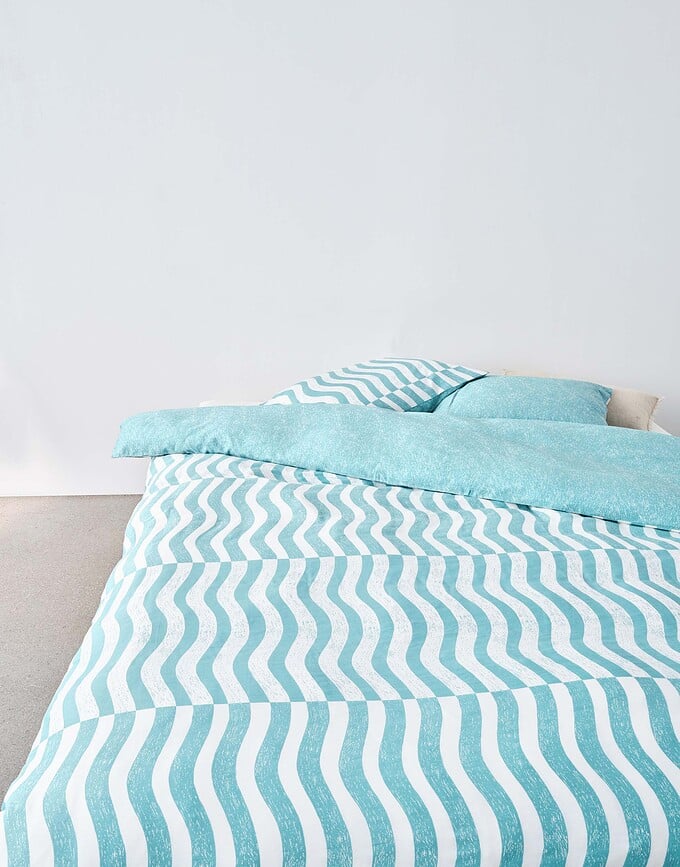 Funda Nórdica Filip, 240 x 220 cm, turquesa, con 2 fundas de almohada 60 x 70 cm