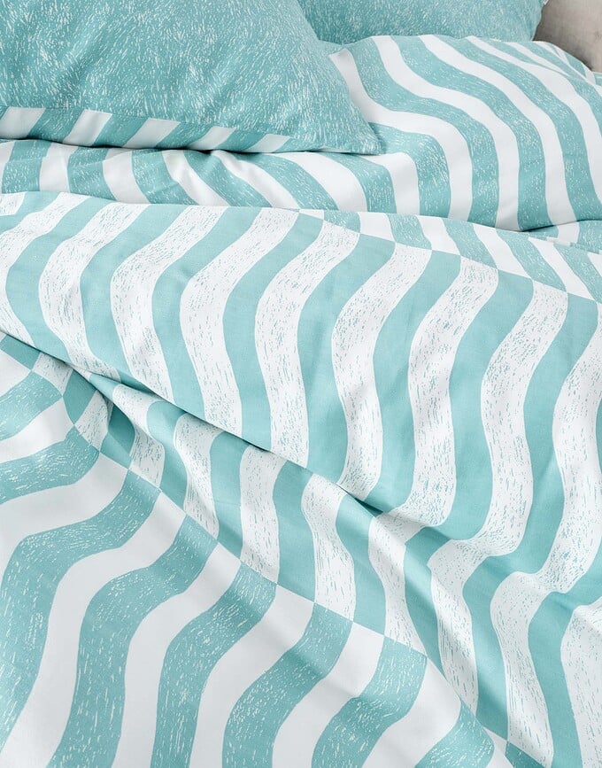 Funda Nórdica Filip, 240 x 220 cm, turquesa, con 2 fundas de almohada 60 x 70 cm