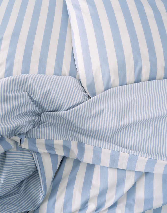 Funda Nórdica Mikkeli, 200 x 200 cm, azul claro, con 2 fundas de almohada 80 x 80 cm