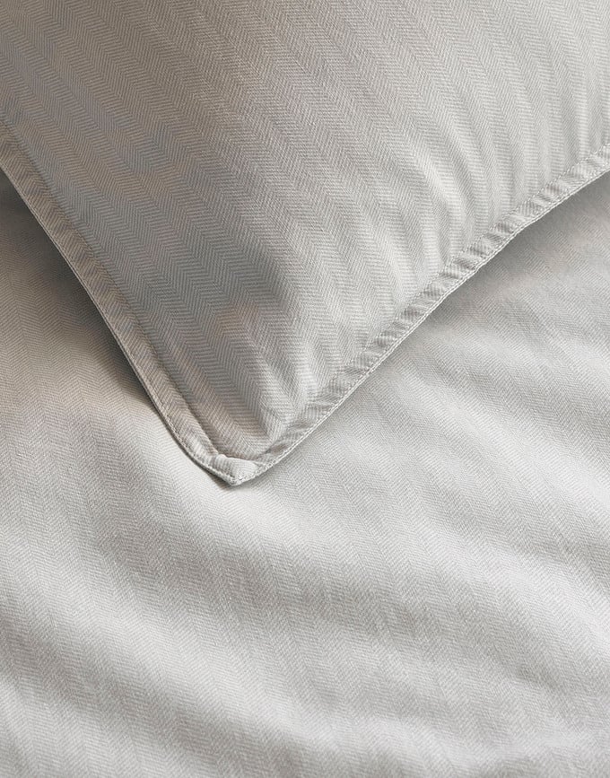 Juego de Funda Nórdica Senja, 140 x 200 cm, gris claro, con funda de almohada 70 x 90 cm, Set de 2 piezas