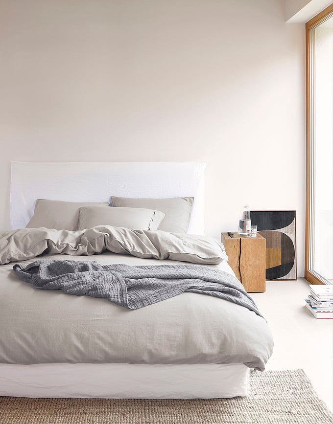 Juego de Funda Nórdica Senja, 140 x 200 cm, gris claro, con funda de almohada 70 x 90 cm, Set de 2 piezas