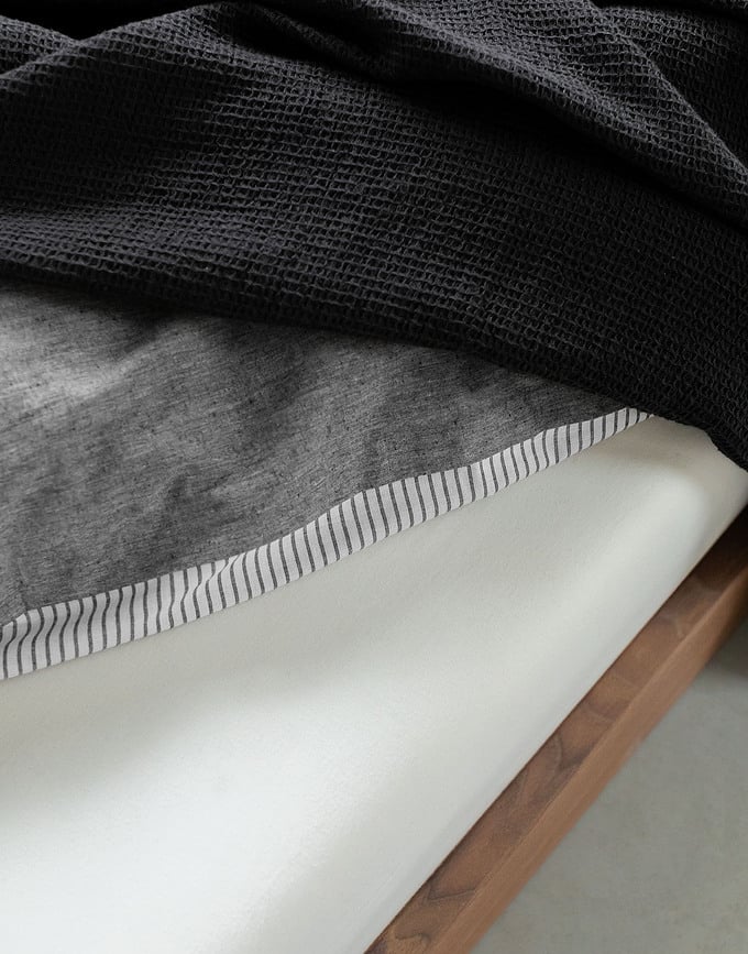 Juego de Funda Nórdica Skei, 200 x 200 cm, negra, con 2 fundas de almohada 80 x 80 cm