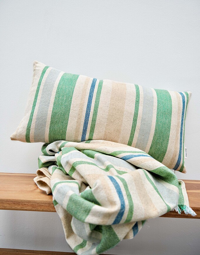 Manta Torre, a rayas, 150 x 200 cm, verde