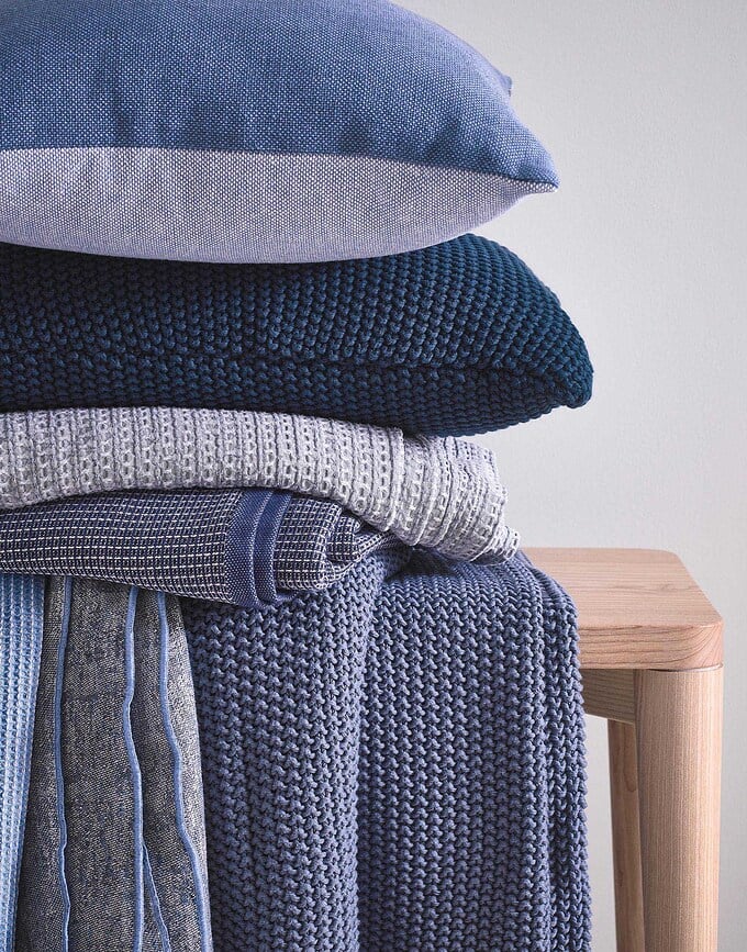 Manta de algodón orgánico Nordic Knit, 130 x 170 cm, beige