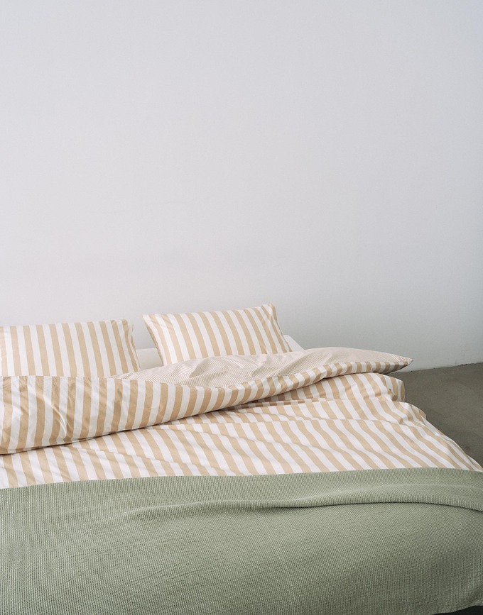 Mikkeli Parure de Lit 240 x 220 cm, sable clair, avec 2 taies d'oreiller 60 x 70 cm