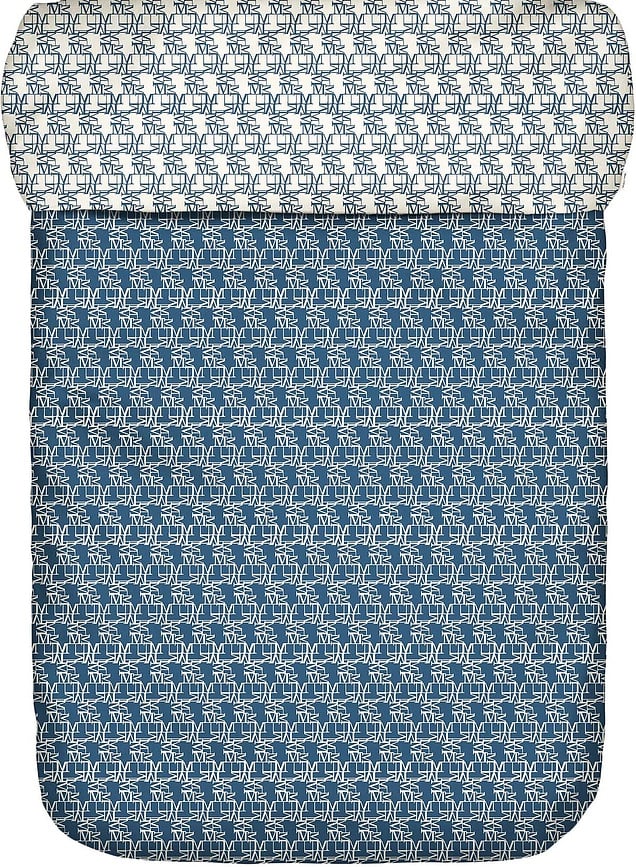 Monogram Bettdeckenbezug 160 x 200 cm blau Reißverschluss