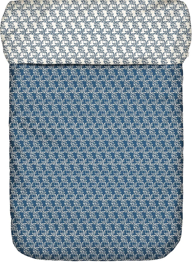 Monogram Housse de Couette avec fermeture éclair, 160 x 200 cm, bleue