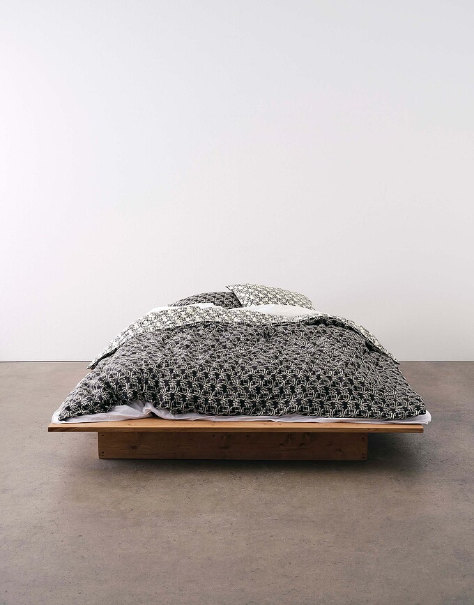 Monogram Housse de Couette avec fermeture éclair, 160 x 200 cm, noir et blanc