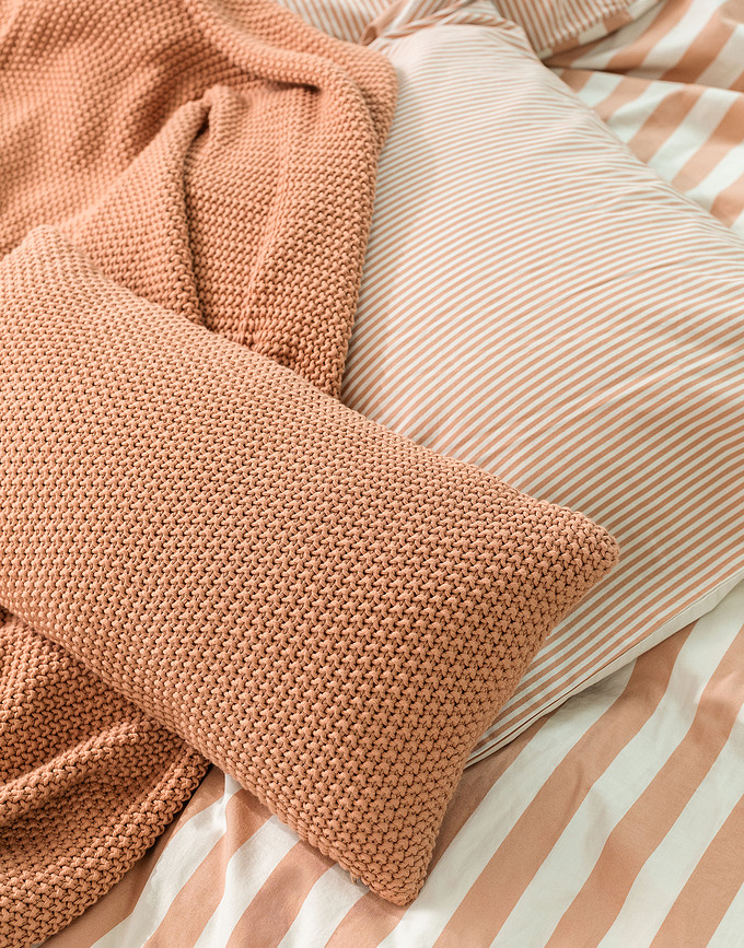 Nordic Knit Coussin 30 x 60 cm, gris pierre, en coton biologique