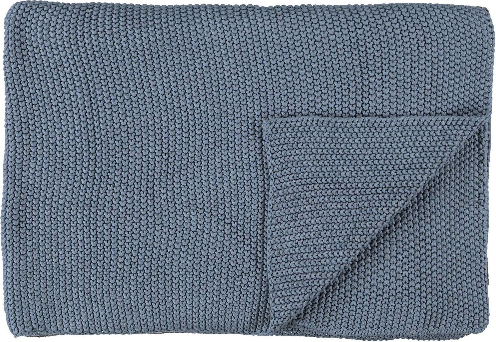 Nordic Knit Decke 130 x 170 cm grau-blau aus Bio-Baumwolle