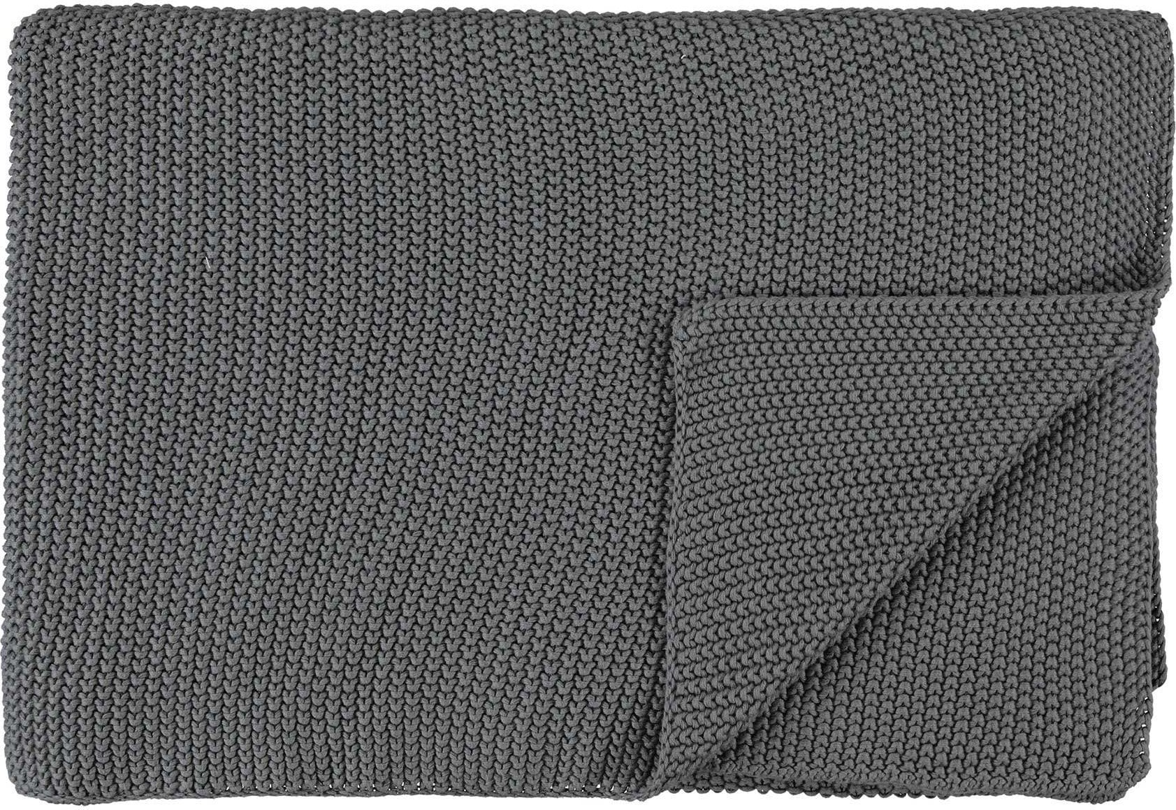 Nordic Knit Decke 130 x 170 cm steinern aus Bio-Baumwolle