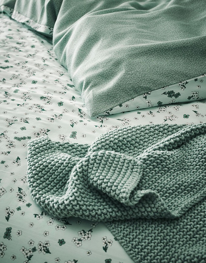 Nordic Knit Odeja pletena, 130 x 170 cm, bež, iz organskega bombaža