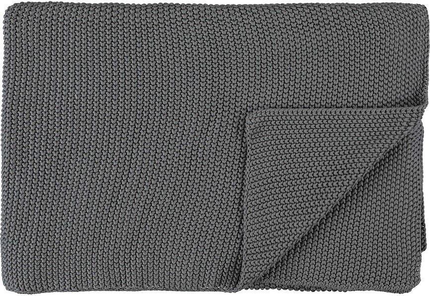 Nordic Knit Pläd 130 x 170 cm, sten, ekologisk bomull