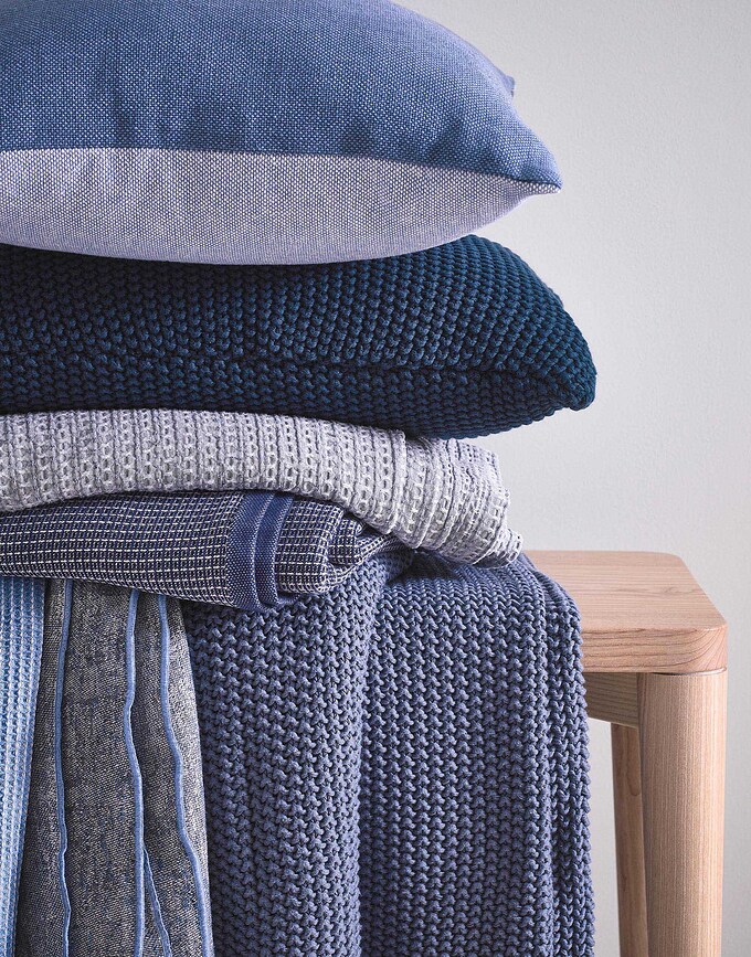 Nordic Knit Plaid 130 x 170 cm, beige, en coton biologique