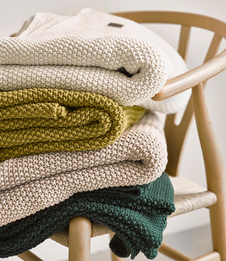 Nordic Knit Plaid 130 x 170 cm, bleu