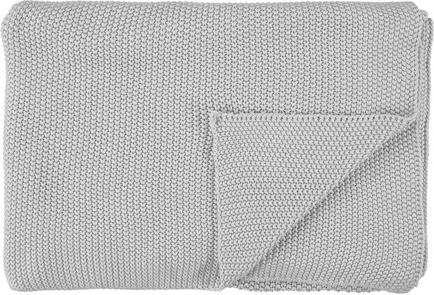 Pled Nordic Knit 130 x 170 cm srebrny z bawełny organicznej