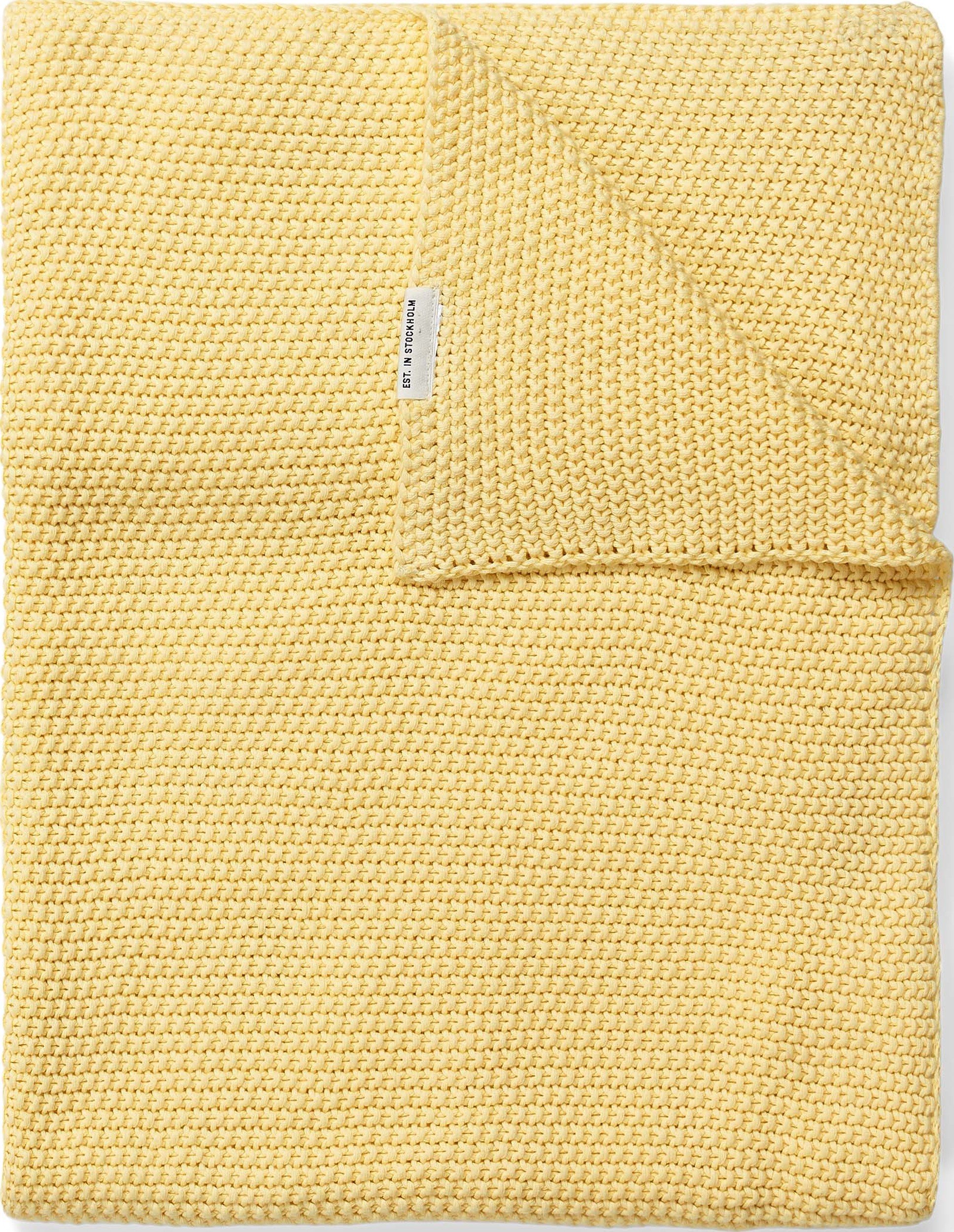 Pled Nordic Knit 130 x 170 cm żółty z bawełny organicznej