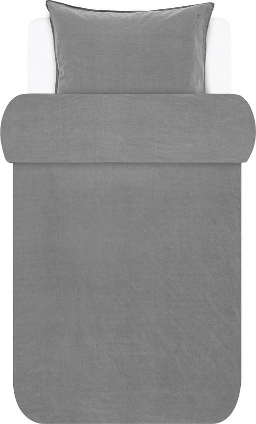 Senja Housse de Couette 140 x 220 cm, grise, avec taie d'oreiller 60 x 70 cm, Set 2 pièces