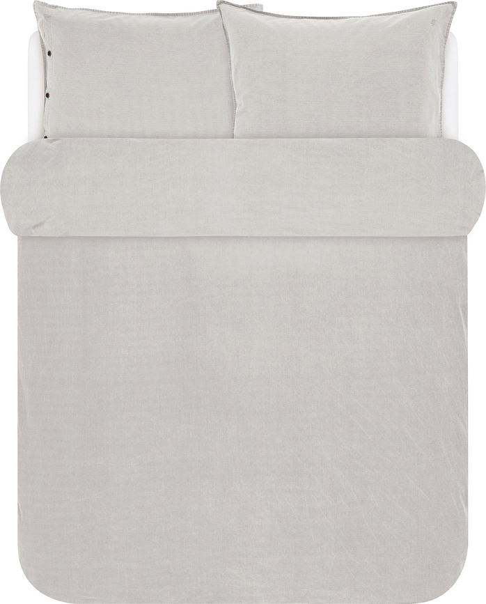 Senja Parure de Lit 200 x 200 cm, gris clair, avec 2 taies d'oreiller 80 x 80 cm