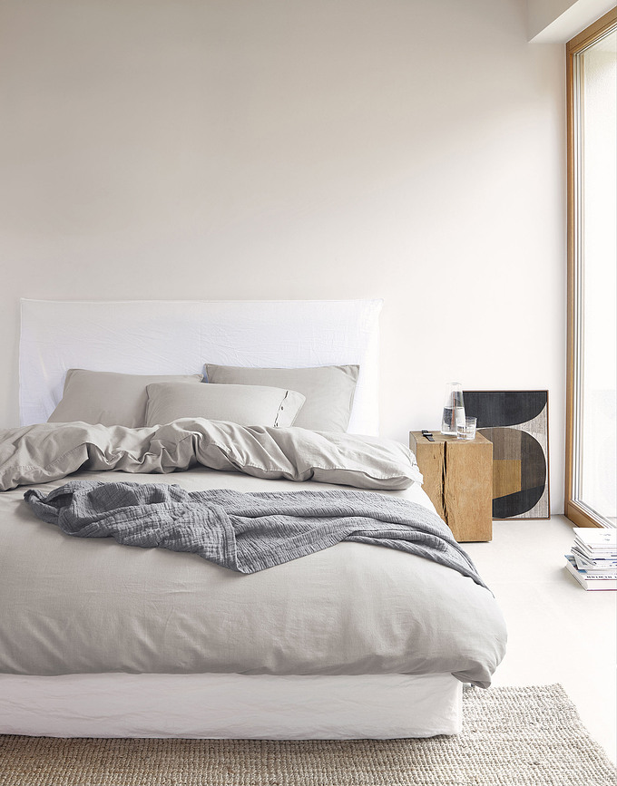 Senja Parure De Lit 200 x 220 cm, gris clair, avec 2 taies d'oreiller 60 x 70 cm