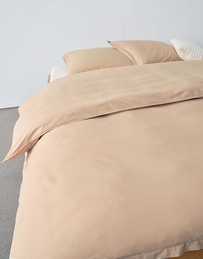 Senja Parure de Lit 200 x 220 cm, sable, avec 2 taies d'oreiller 80 x 80 cm