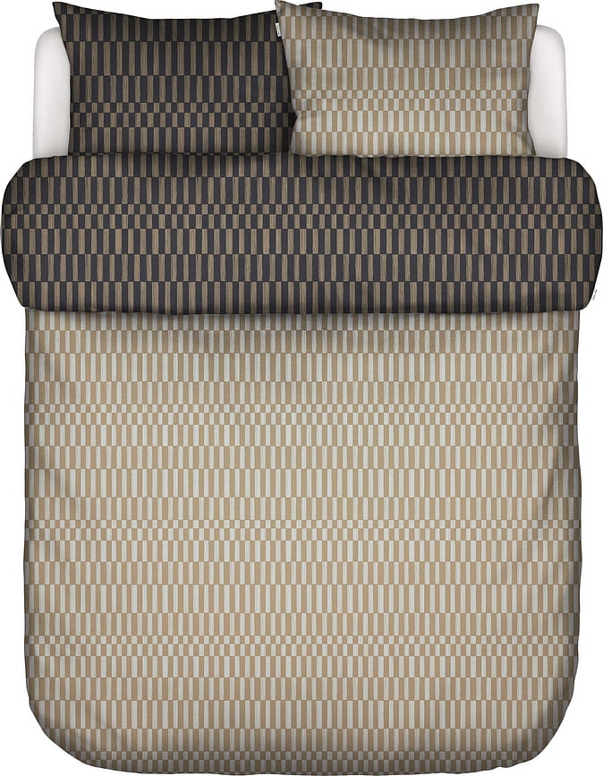 Sillia Bettwäsche 200 x 200 cm beige-schwarz mit 2 Kissenbezügen 80 x 80 cm Reißverschluss