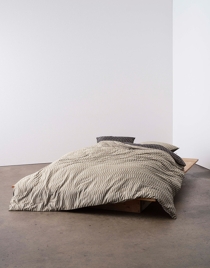 Sillia Parure De Lit 200 x 220 cm, beige et noire, avec 2 taies d'oreiller 80 x 80 cm, fermeture à rabat, Set 3 pièces