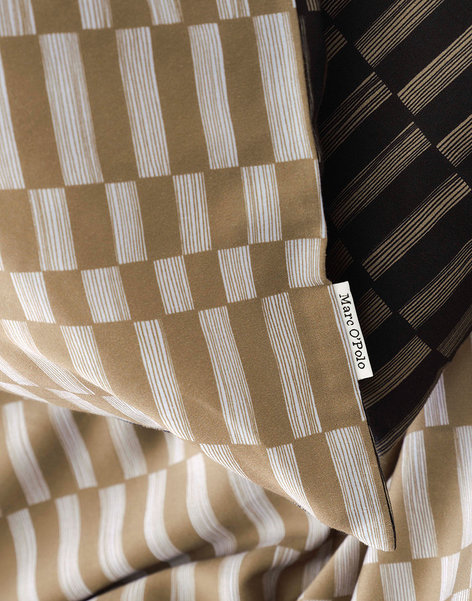 Sillia Parure De Lit 200 x 220 cm, beige et noire, avec 2 taies d'oreiller 80 x 80 cm, fermeture à rabat, Set 3 pièces