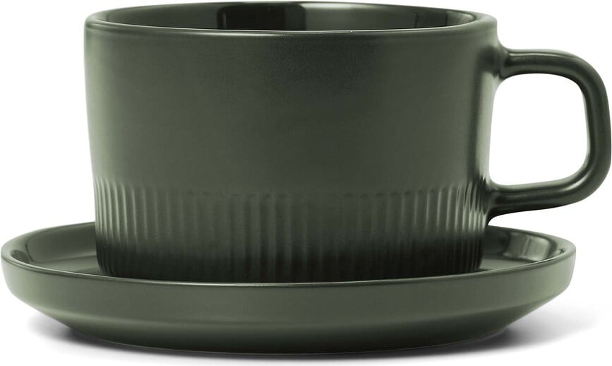 Taza de café Moments, 200 ml, verde oliva, con plato