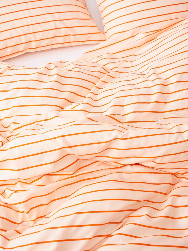 Thyra Parure de Lit 260 x 220 cm, orange, fermeture rabat, avec 2 taies d'oreiller 60 x 70 cm