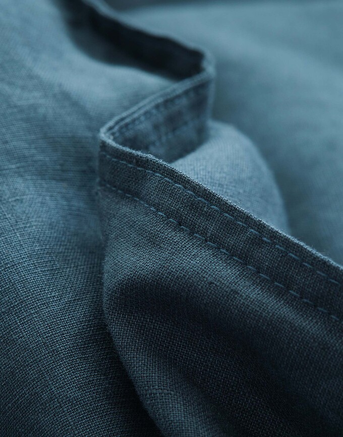 Valka Parure de Lit 200 x 220 cm, en lin, indigo, avec 2 taies d'oreiller 60 x 70 cm