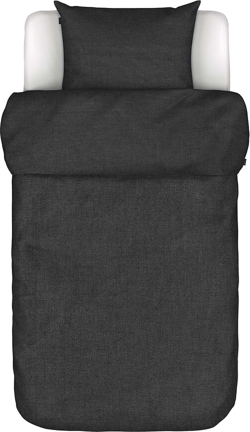 Valka Parure de Lit 140 x 200 cm, en lin, anthracite, Taie d'oreiller 70 x 90 cm