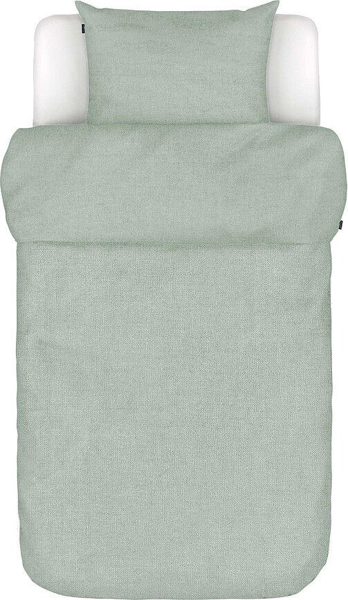 Valka Parure de Lit 155 x 220 cm, en lin, pistache, avec taie d'oreiller 80 x 80 cm