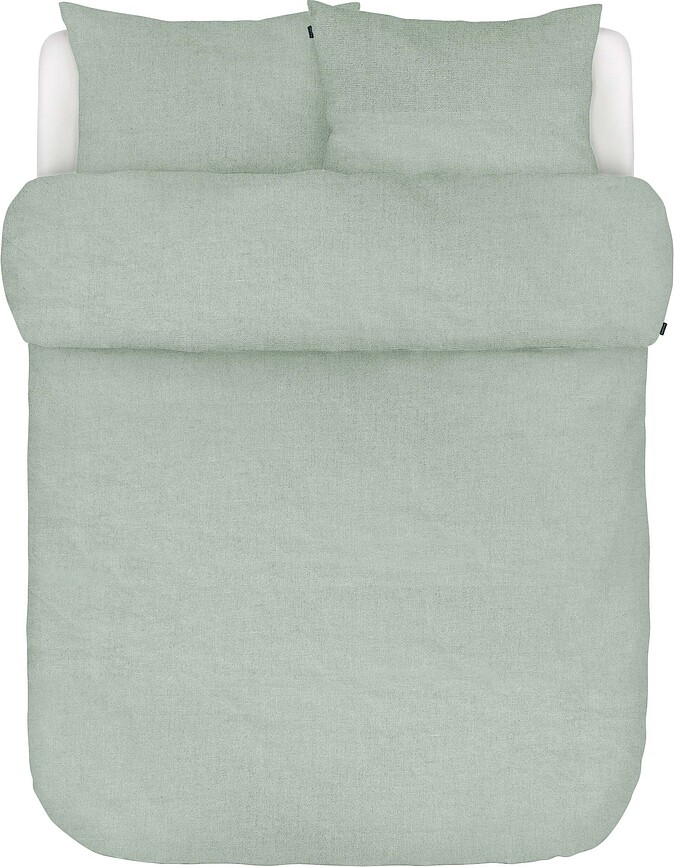Valka Parure de Lit en lin, 260 x 220 cm, pistache, avec 2 taies d'oreiller 60 x 70 cm