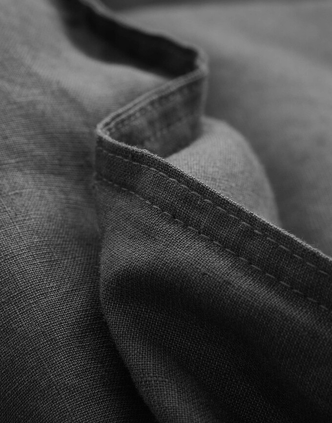 Valka Parure de Lit 200 x 200 cm, lin, anthracite, avec 2 taies d'oreiller 80 x 80 cm