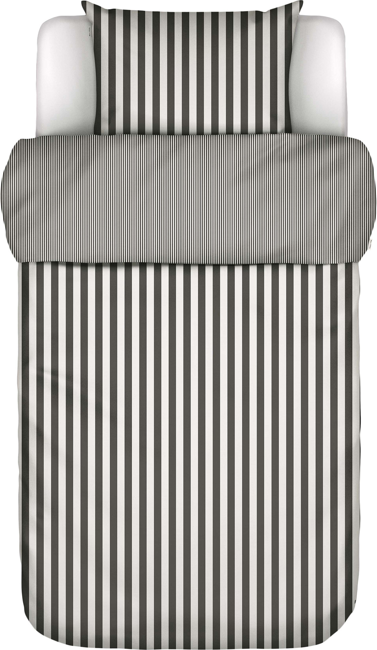 Classic Stripe Bettwäsche 140 x 200 cm anthrazit-weiß mit Kissenbezug 70 x 90 cm Reißverschluss