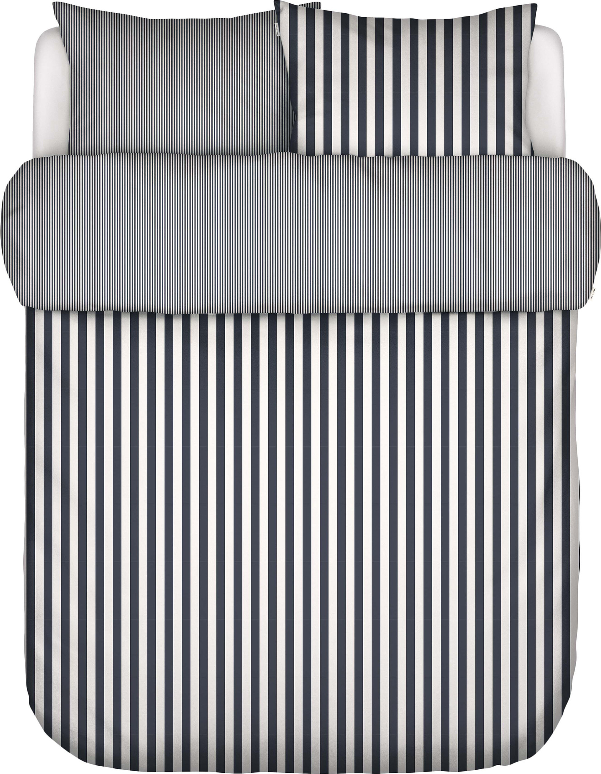Classic Stripe Bettwäsche 200 x 200 cm weiß-marineblau mit 2 Kissenbezügen 80 x 80 cm Reißverschluss