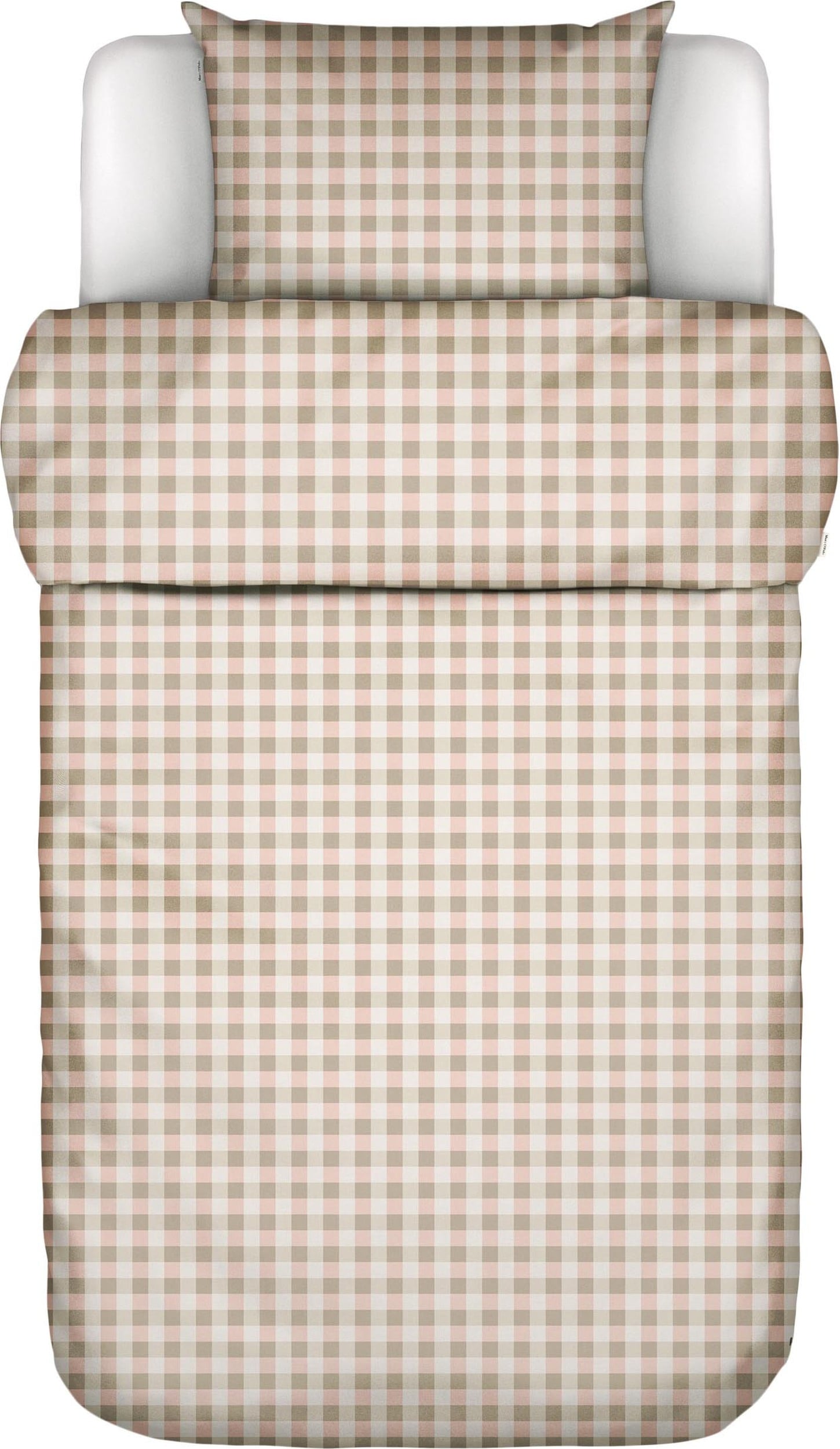 Gyda Bettwäsche 140 x 220 cm kariert beige-rosa mit Kissenbezug 60 x 70 cm Klappenende