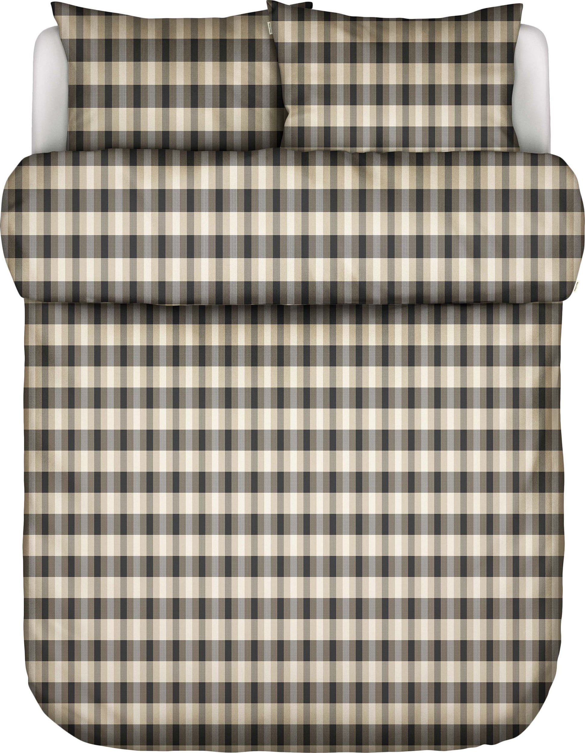 Hillan Bettwäsche 240 X 220 Cm Beige-schwarz Mit 2 Kissenbezügen 60 X 70 Cm Klappenende