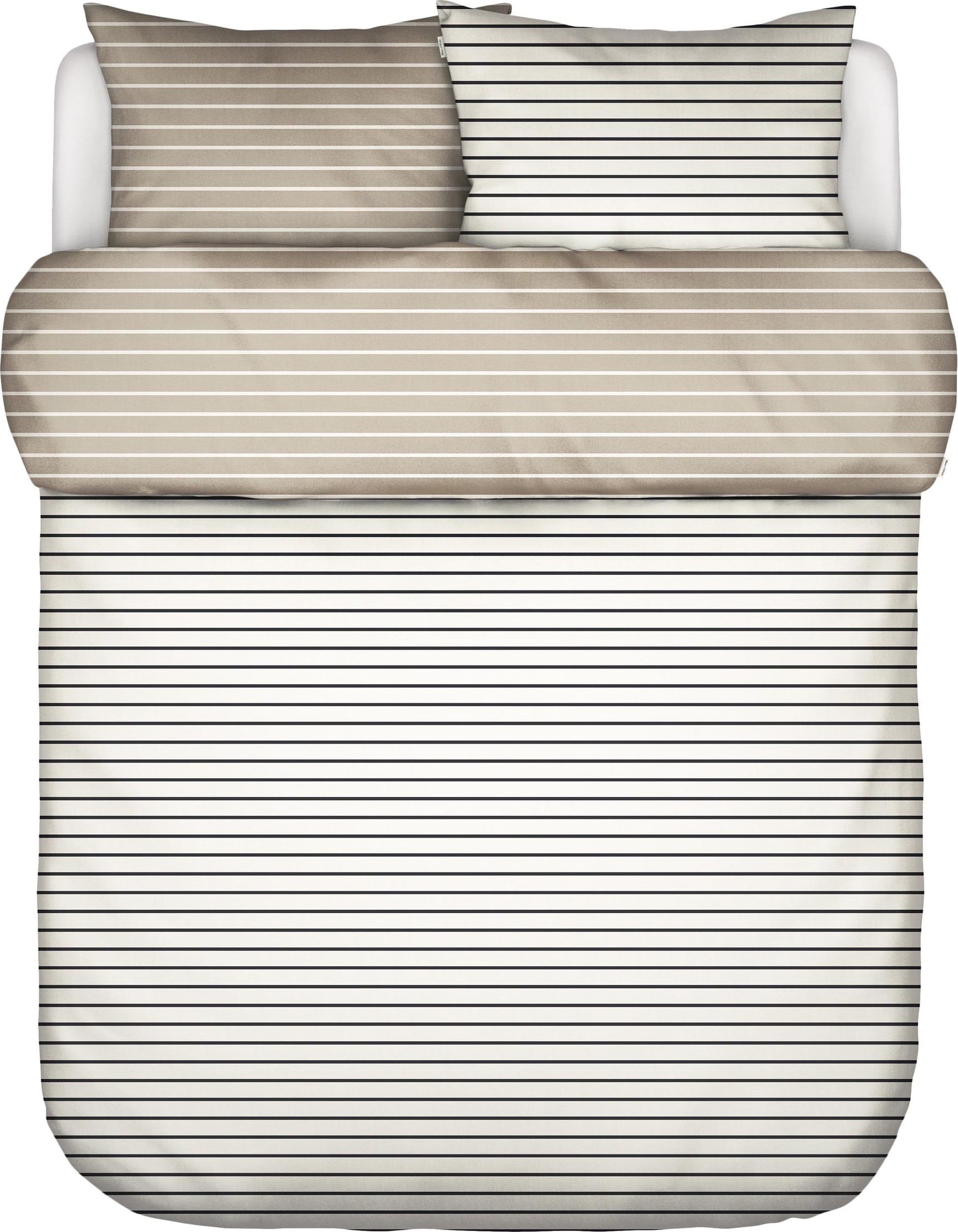 Thyra Bettwäsche 200 x 220 cm beige-schwarz mit 2 Kissenbezügen 80 x 80 cm Klappenende