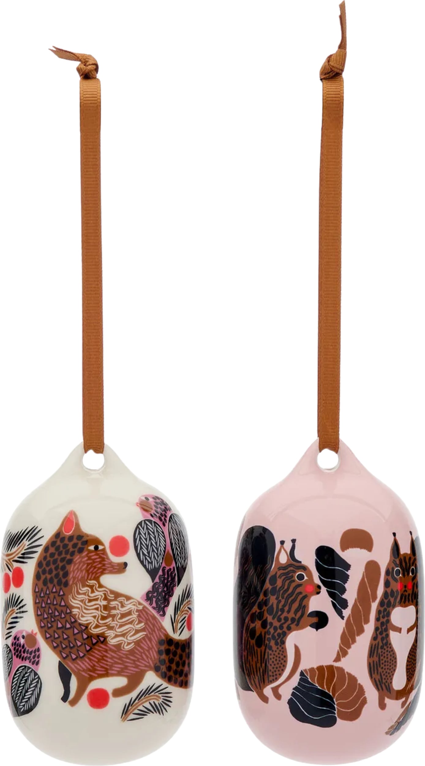 Kurre & Ketunmarja Christbaumschmuck 9 cm, rosa-weiß, Steingut, 2 St.
