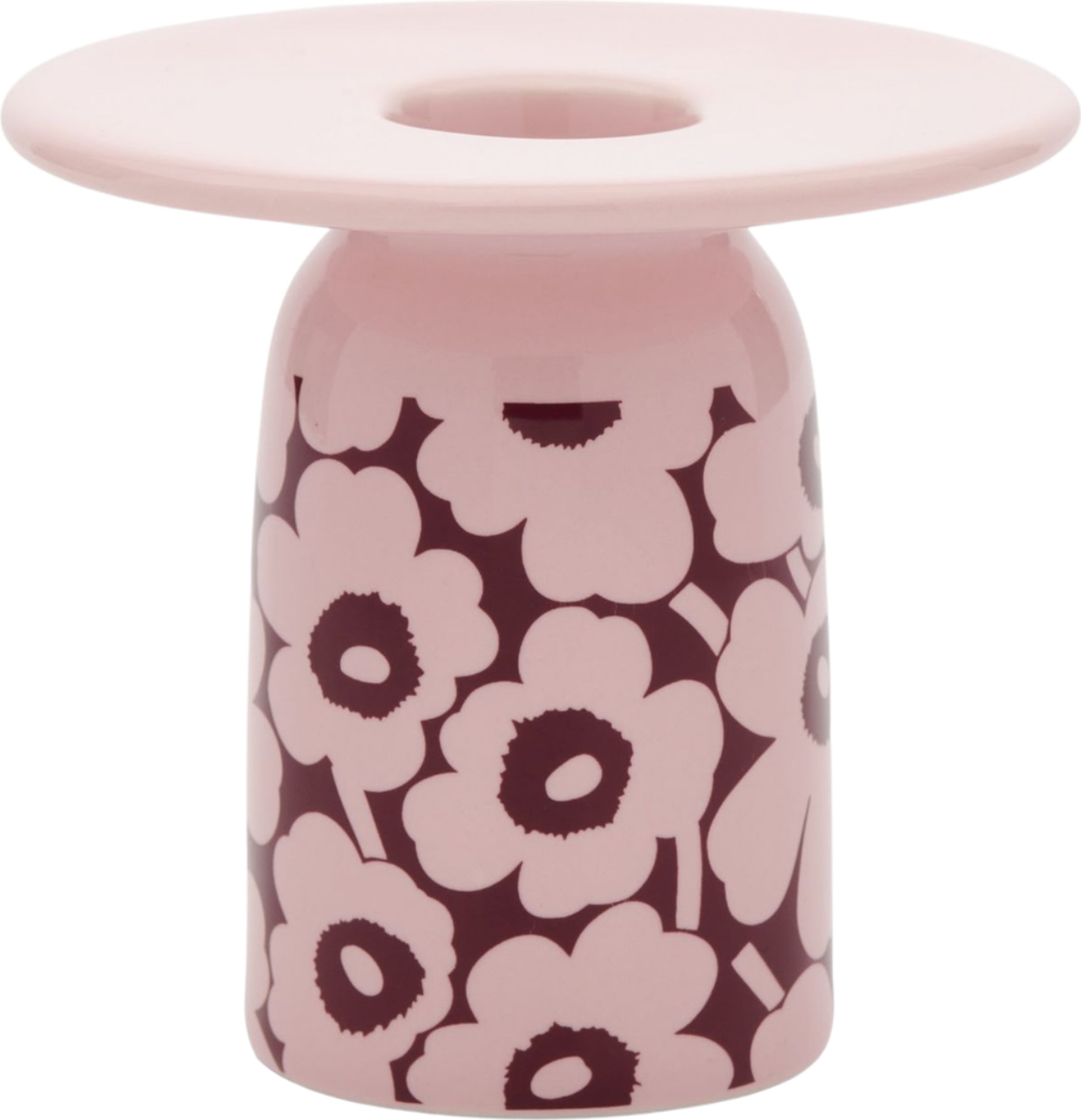 Pikkuinen Unikko Kerzenständer 8 cm, rosarot-bordeaux, Steingut