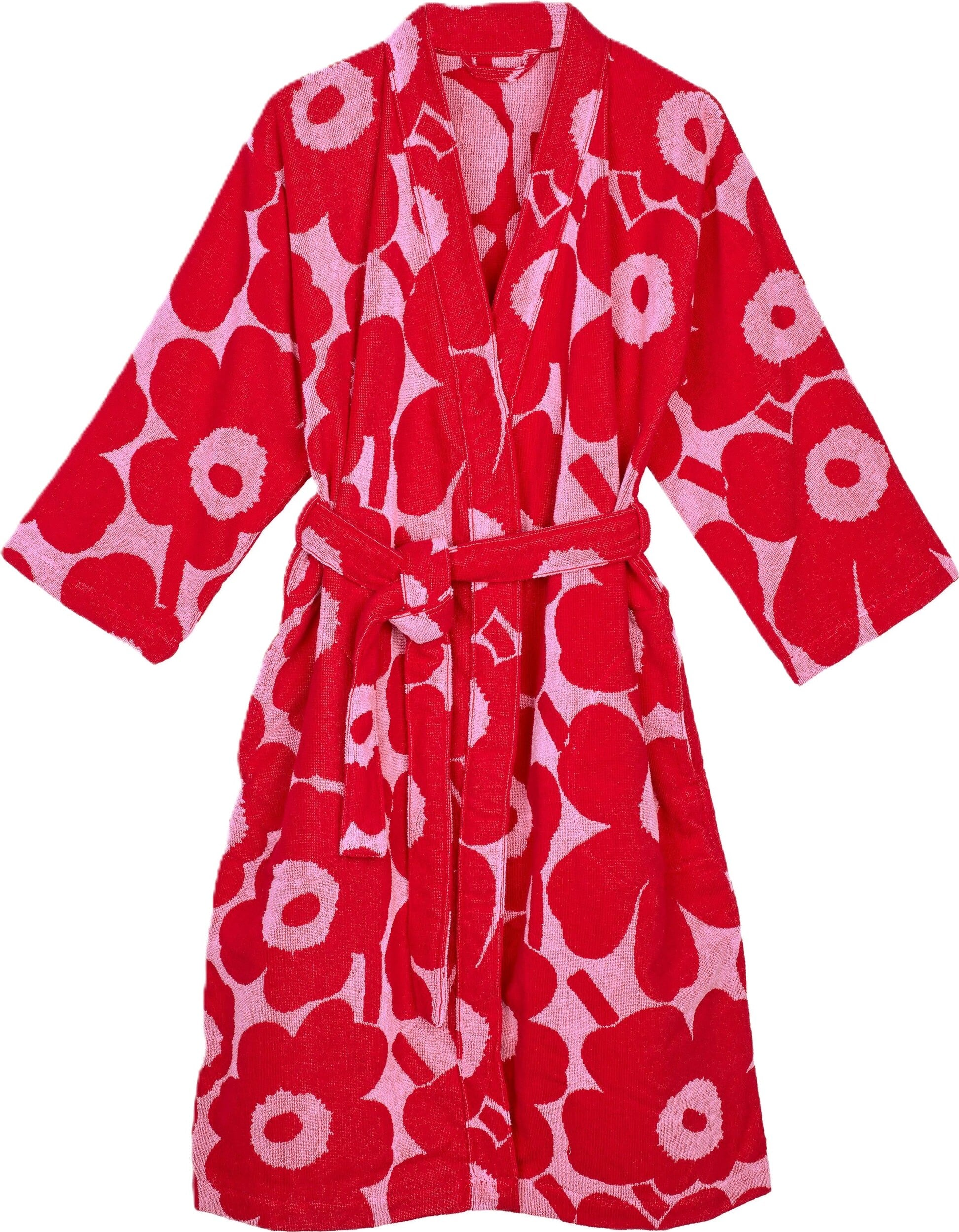 Unikko Bademantel L 120 cm, rot-rosa