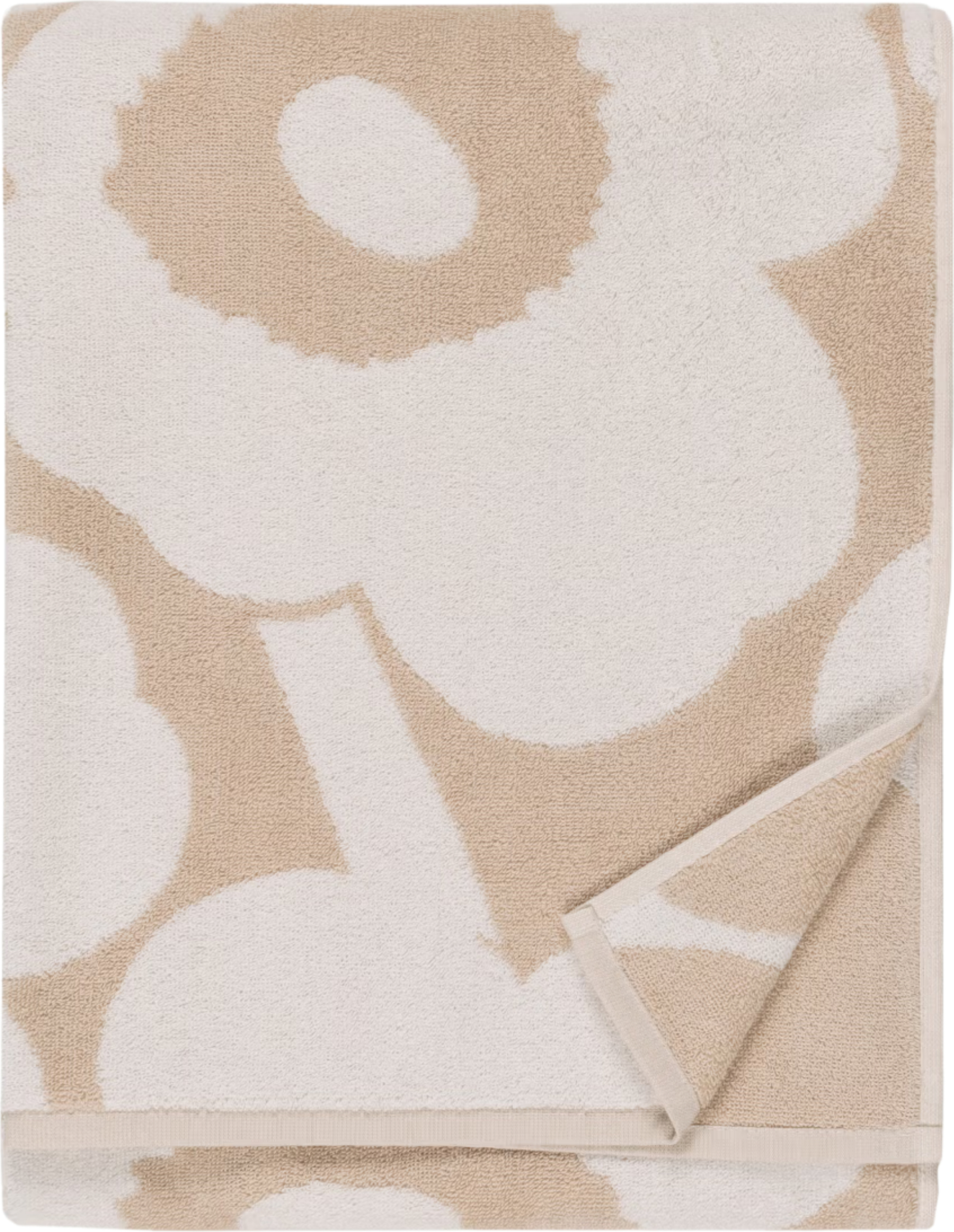 Unikko Badetuch 70 x 150 cm, weiß-sandfarben, Baumwolle-Leinen