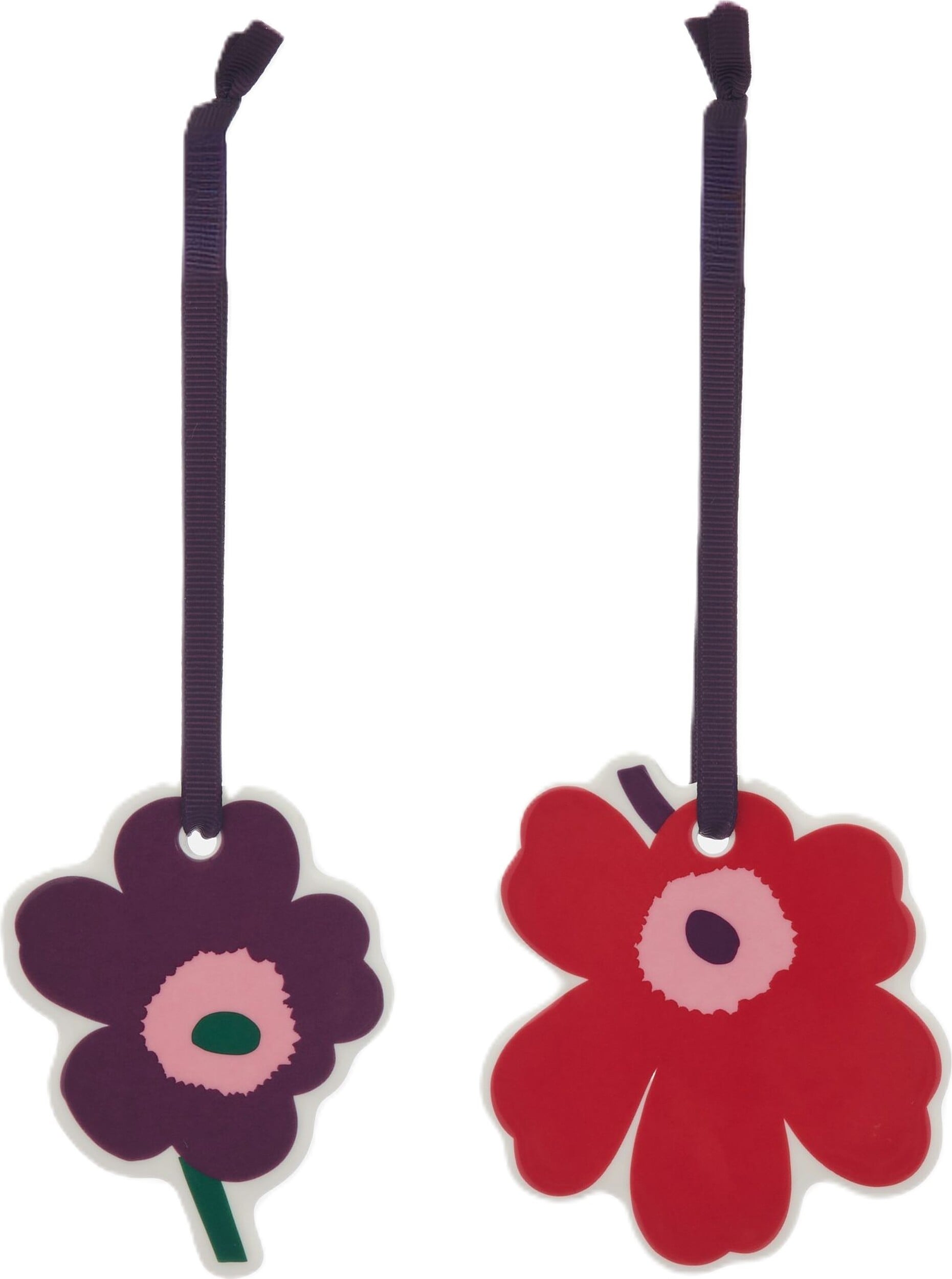 Unikko Christbaumschmuck flach, pflaumenrot, 2 St.