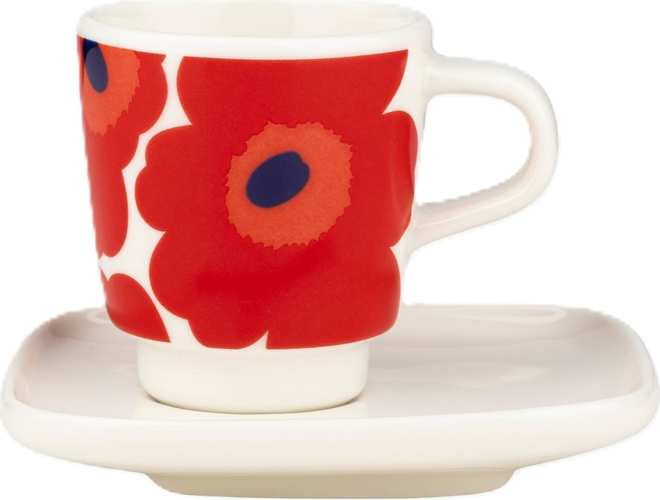 Unikko Espressotasse mit Untertasse 50 ml, weiß-rot