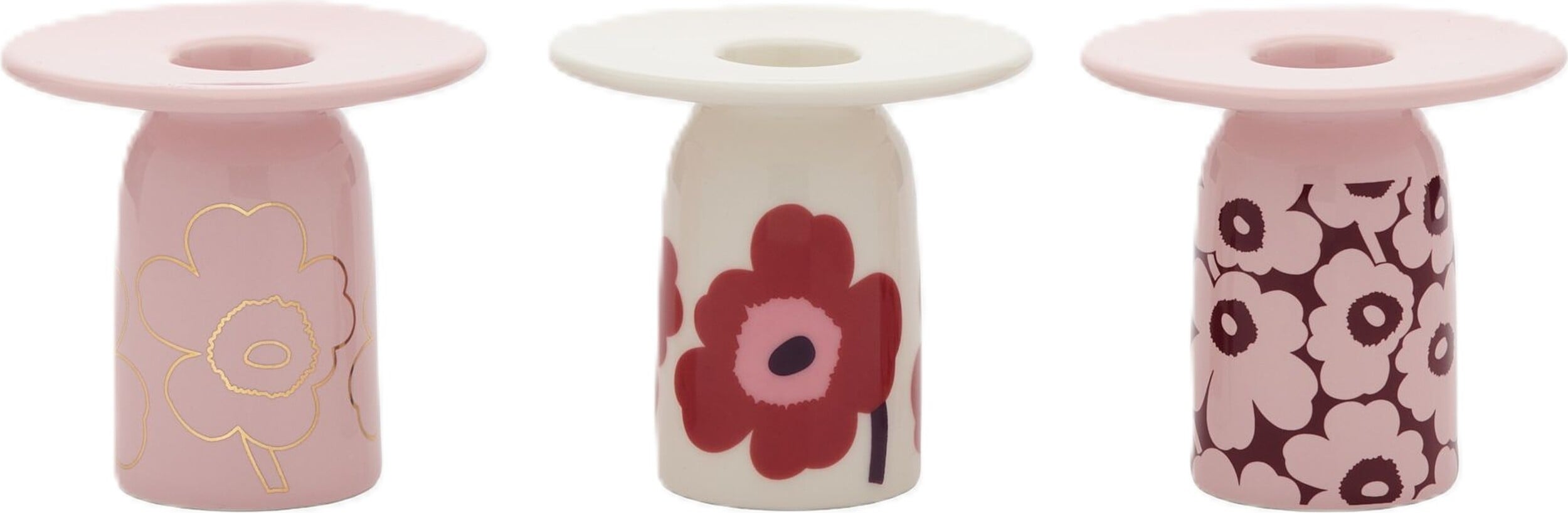 Unikko Kerzenständer 8 cm, rosa, 3 St.